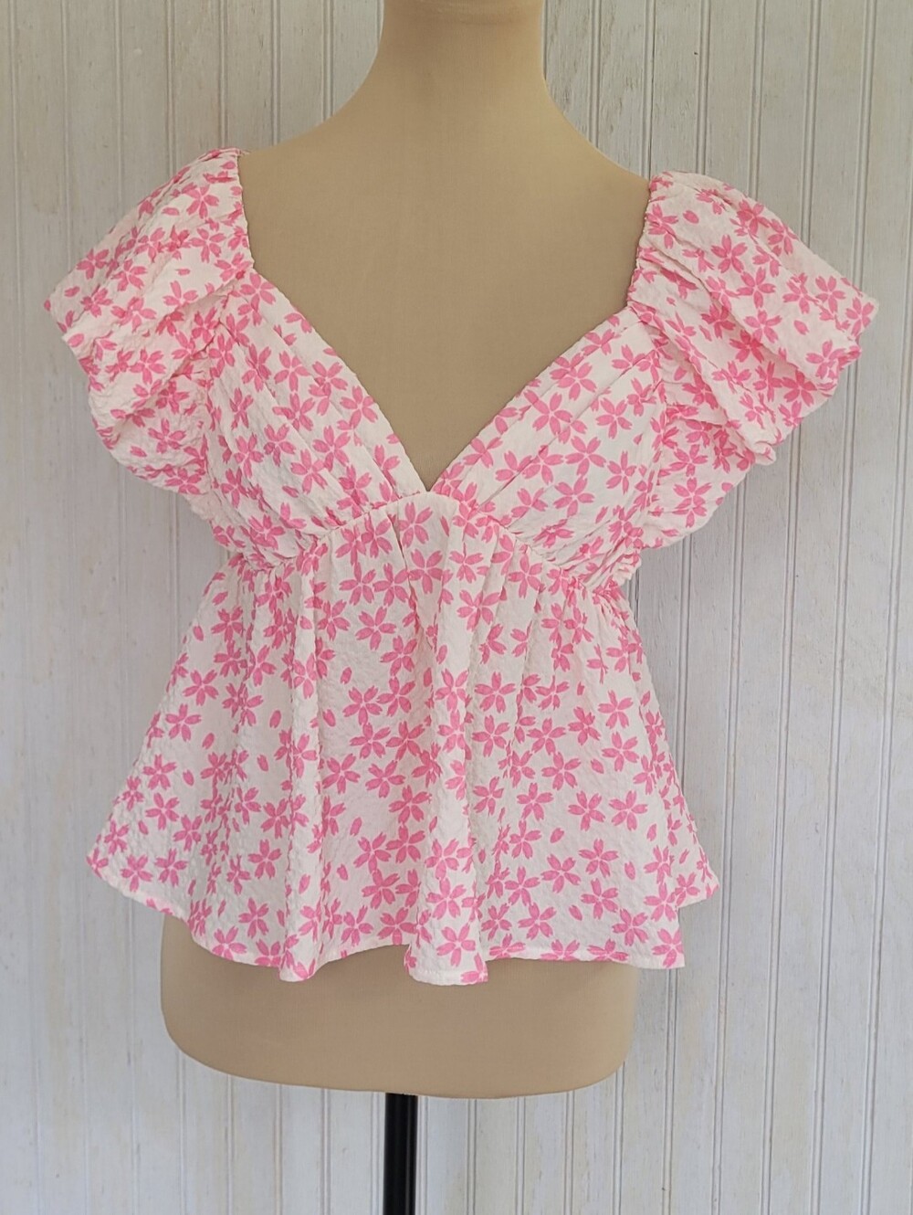 ​Meet Me in Santorini Blossom Carnival Pink Floral SAMPLE Top Size S